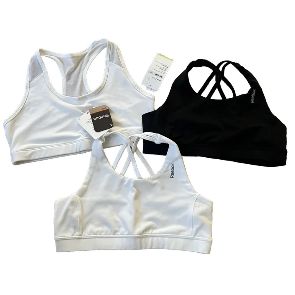 3X Reebok & Old Navy Girls Youth White & Black Sports Bra, Size XL 16, XXL (16)